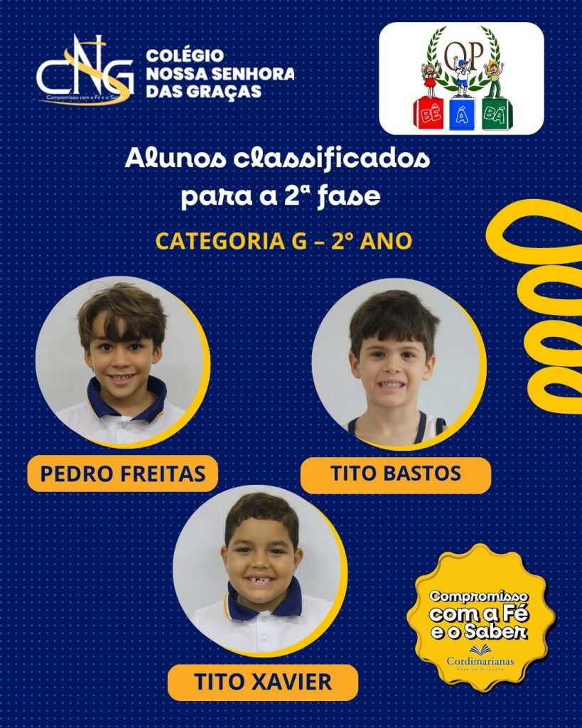 Classificados para a 2ª fase da OP BÊ-A-BÁ!